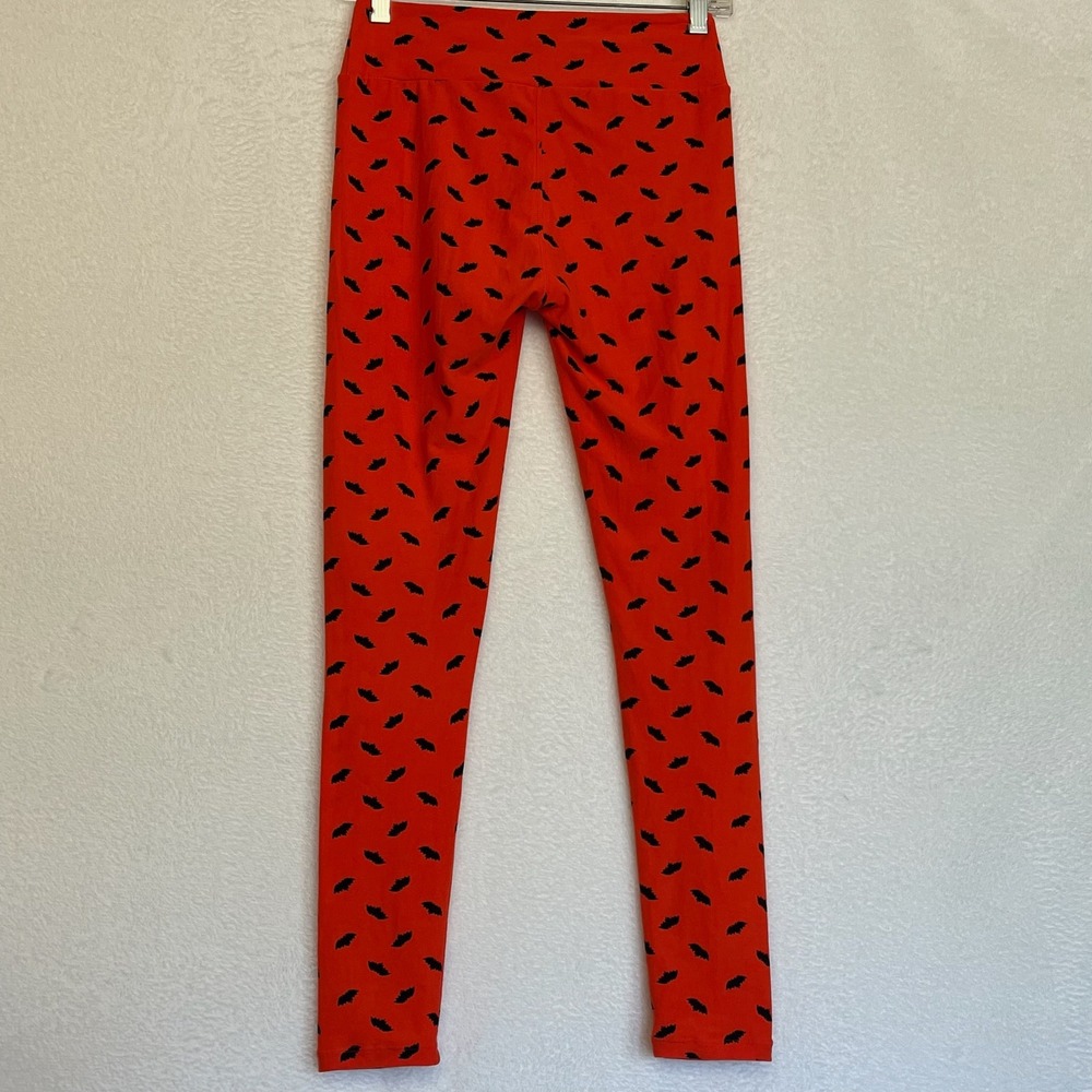LuLaRoe Halloween Leggings Orange Black Bats Print Spooky Comfortable‎ One Size